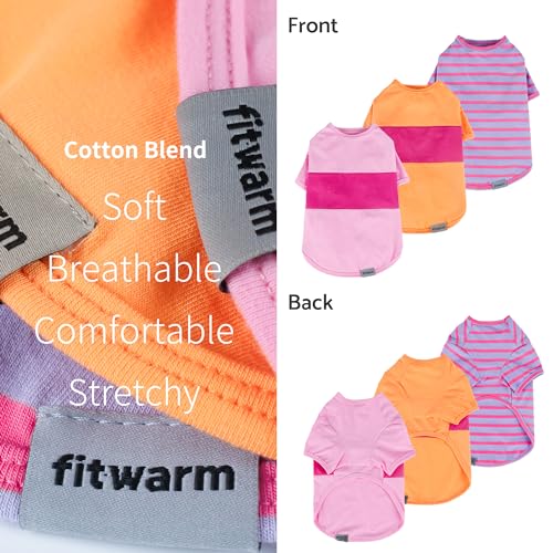 3 Pack Color Block Striped Dog Shirt (X-Large / Pink-Orange-Purple)