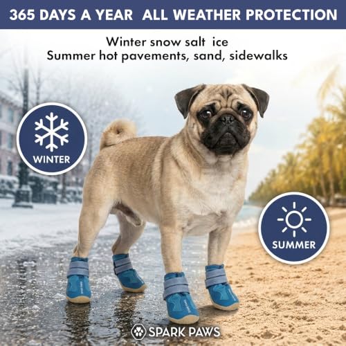 365 Dog Shoes (365 Blue / Size 1: 1.6"x1.97"(W*L) (Pack of 4))