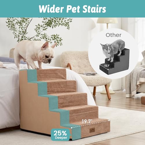 Dog Stairs for Small Dogs (Light Brown / 19.7x29.5x23.6 inch)