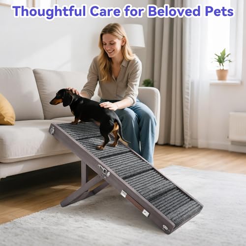 2026 Upgraded Small Dog Ramp for Couch Foldable (Grey Purple / 80×30cm-for couch)