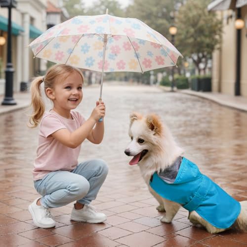 Dog Raincoat Dog Rain Jacket Hooded Poncho Waterproof Pet Rain Suit Double (Blue / XXXL:Back Length 17-21.5")