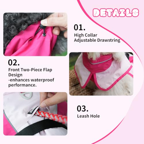 Waterproof Dog Raincoat (Dark Pink&Pink / 3X-Large)