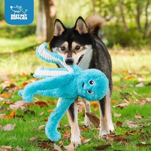 Interactive Squeaky Dog Chew Toy (Octomutant (Fuchsia, Purple, Turquoise) / Large)