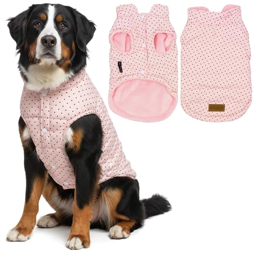 Dog Jacket Pink Winter Coat (XL / Polka Dot Jacket Pink)