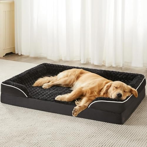 Orthopedic Washable XXL Dog Bed for Senior Dog Cozy Sleep (48.0"l X 36.0"w X 7.0"th / Light Black)