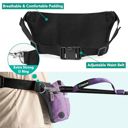 Premium Hands Free Dog Leash for 2 Dogs (Purple / 2 Leashes)