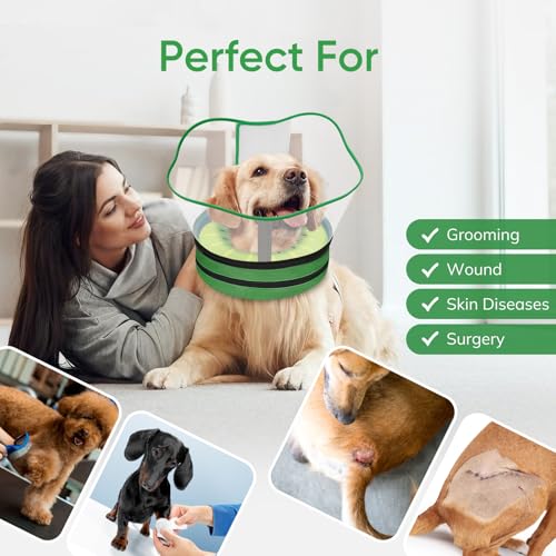 Sponge Dog Cone Collar Stop Licking After Surgery (Kiwi / S(Neck 6"-9"))