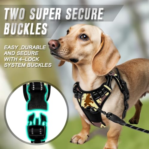 Dog Harness No Pull for Small Sized Dog Front Back Clips (X-Small(Chest:15.5-19.5”) / Desert Camo)