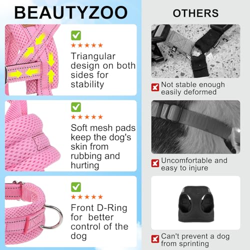 Small Dog Harness and Leash Set (Light pink / XS: Chest 15"-18")