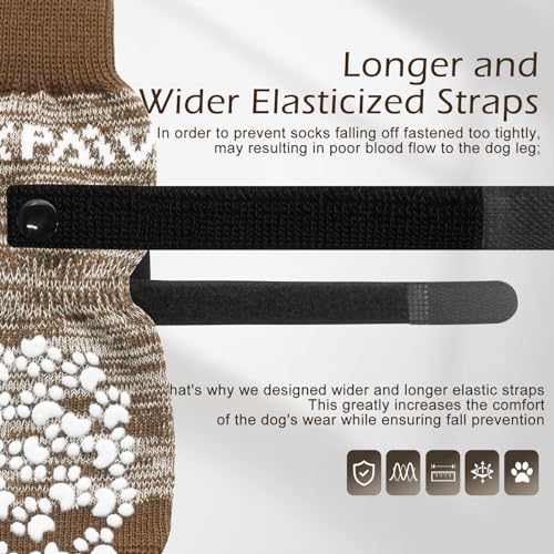 6PCS Anti Slip Dog Socks to Prevent Licking Paws (X-large (6 Count) / Brown)