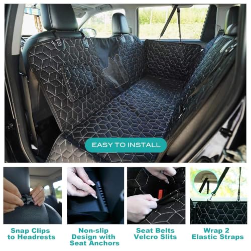 Dog Car Seat Cover for Back Seat (Large-56.5" / Hammock-Black)