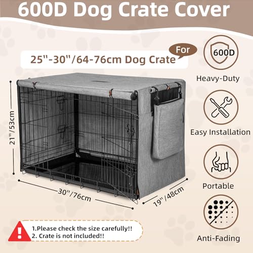 Dog Crate Cover 30 in (Gray / 30.0"L x 19.0"W x 21.0"H)