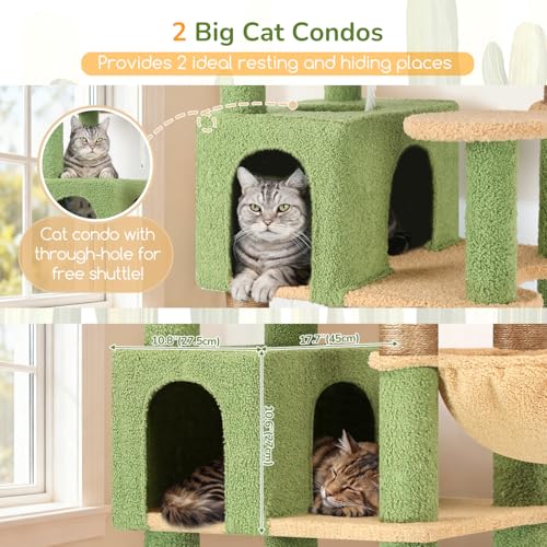 82in Cactus Extra Large Cat Tree for Indoor Cat Large Adult (82inch / Cactus Green)