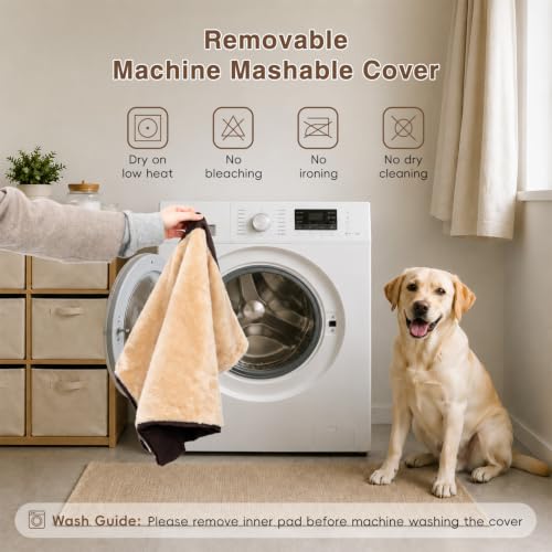 Waterproof Dog Bed for XXL Crate with Washable Cover (47.0"L x 29.0"W x 4.0"Th / Brown)