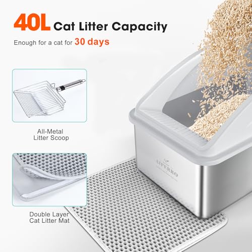Stainless Steel Litter Box (Silver Grey / XX-Large)