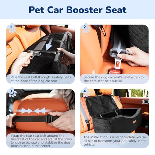 Large Dog Car Seat for Medium Sized Dogs Under 55lbs or 2 Smalls (Dark Black / Large)