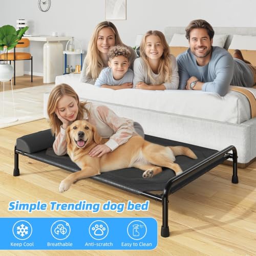 Elevated Dog Bed for Large Dogs (44.5"L x 31"W x 9.25"Th / Black)