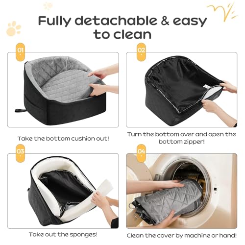 Dog Car Seat for Small Dogs Up to 30 Lbs (Grey-Black / Small)