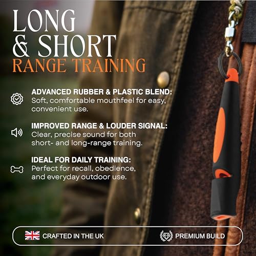 Alpha 210.5 Dog Training Whistle with Enhanced Ergonomic Grip. BPA (Black on Day glow Orange)