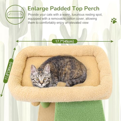 F70 Pro Cactus Heavy Duty Cat Tree Tower for Indoor Large Cats (70inch / Cactus Green)