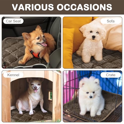 4 Pack Self Warming Cat Mat Self Heating Cat Pad Warm Thermal Pet Bed Washable Dog Crate Pad Body Heat Dog Bed Mat Blanket Non Slip Bottom for Outdoor Indoor Pets (16 x 20 Inch / Coffee)