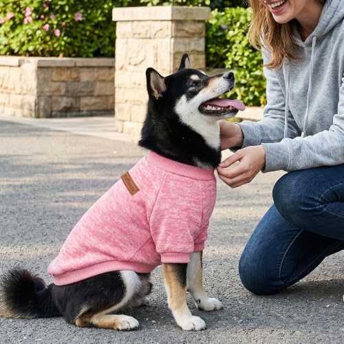 1 Pack Dog Sweater for Small Dogs Girl Boy Winter Fleece Clothes Warm Soft Dog Sweatshirt Outfit for Dogs Cats Pet Apparel (Pink / XXL (Back: 20.4", Chest: 26.7", 22-26 lbs))