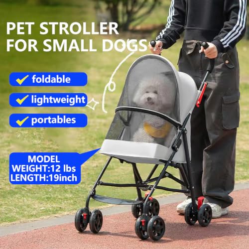 Cat Stroller Foldable Lightweight for Small Dogs Cats 0 (Gray)