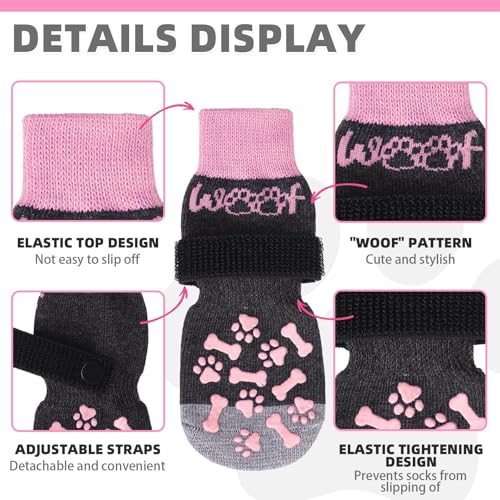 Dog Socks Shoes for Hot Pavement to Prevent Licking Paws (PINK / Small/Medium (4 Pack))