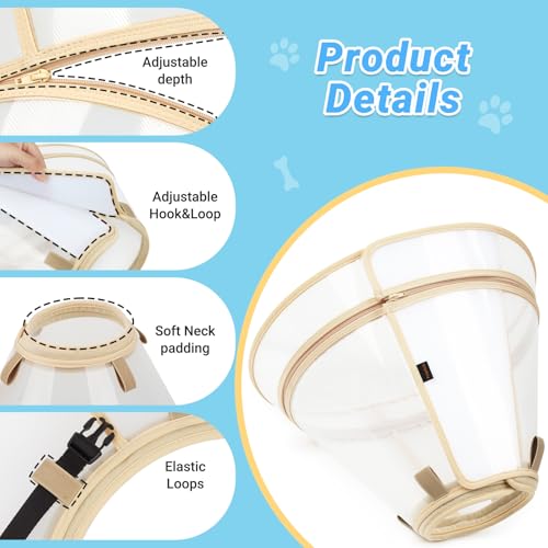 Dog Cone to Stop Licking (Khaki / S(Neck: 10"-11.75"))