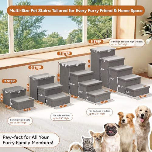 Dog Stairs with Storage (Grey No Condo / 4)