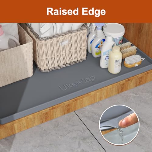 19" x 19" Extra Thick Silicone Mat Waterproof with Raised Edge (Gray / 19"L x 19"W)