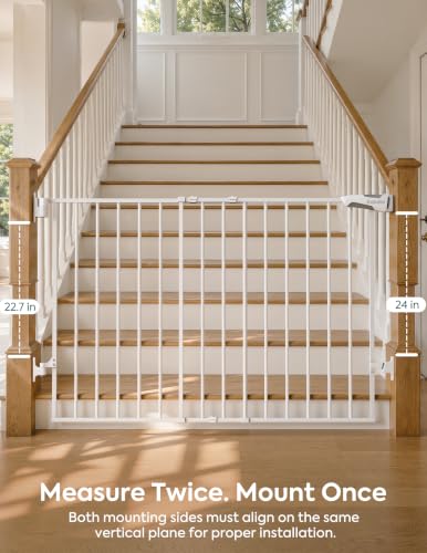 Baby Gate for Stairs (*White / 34" H, 29-49" W-Wide)