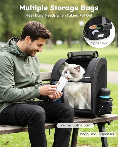 Cat Backpack Expandable (Black / 15.4"L x 11.0"W x 19.0"H)
