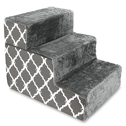 Dog Stairs & Steps (Gray Lattice Print / H: 16.5 Inches (Foldable))