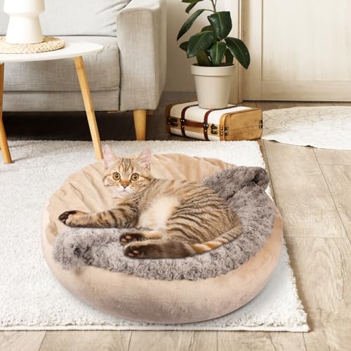 Dog Beds for Small Medium Dogs (M(26" x 26" x 8") / Beige)