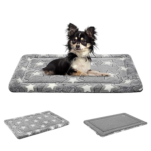 Dog Crate Pad for 24"x18" Dog Crate (Grey with Star Pattern / S (24"x16.1"x1.1"）)