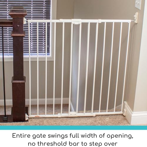 Toddleroo Easy Swing & Lock Baby Gate for Top of Stairs (Ivory / 36" Tall)