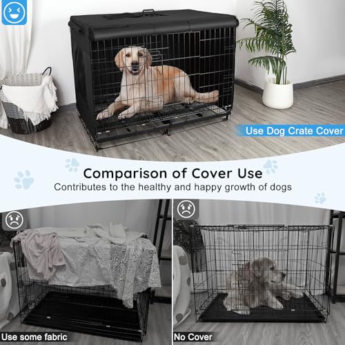 42 Inch Dog Crate Cover Thickened Windproof Kennel Cover (42.0"L x 28.0"W x 30.0"H / Black)