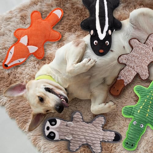 5 Pack No Stuffing Squeaky Dog Toys for Large Dogs (Multicolor)