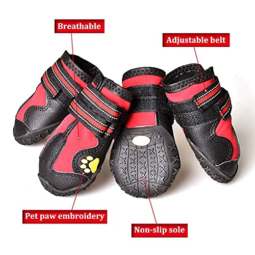 Dog Boots & Paw Protectors Non (Size 2: （2.4''x1.7'')(L*W) for 14-27 lbs / Red)