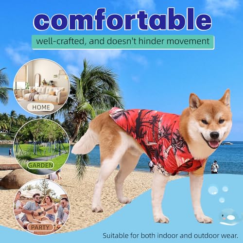 Dog Shirts Hawaii Dog Clothes for Small Medium Large Dogs Owner and Pet Shirts are Sold Separately (5XL-(85.1-110lb)-Chest~40.9" for Pets / Red Only for Pets)