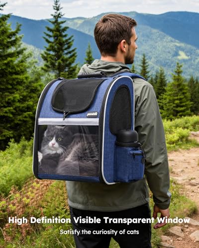 Cat Backpack Visiable (Blue / 12.6"L x 10.2"W x 16.5"H)