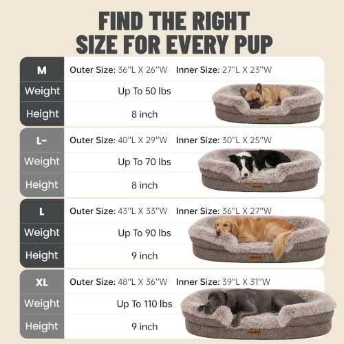 Fluffy Orthopedic Dog Beds Large Sized Dog (Coffee / L-(40", UP to 70lbs))