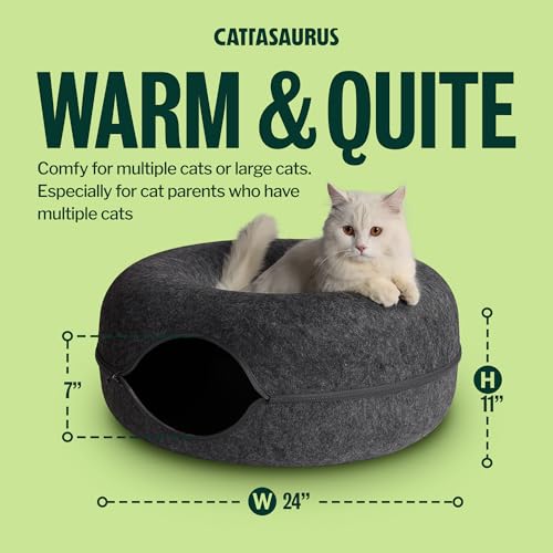 Peekaboo Cat Cave Donut for Multiple & Large Cats up to 30 (Dark Gray + Dark Gray / Large)