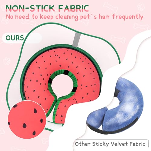 Raised Inflatable Dog Cone Collar to Stop Licking (Watermelon / S(Neck 7"-9.5"))