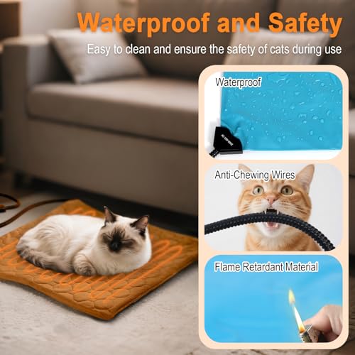 Cat Heating Pad (Brown / M (17.7'' × 17.7''))