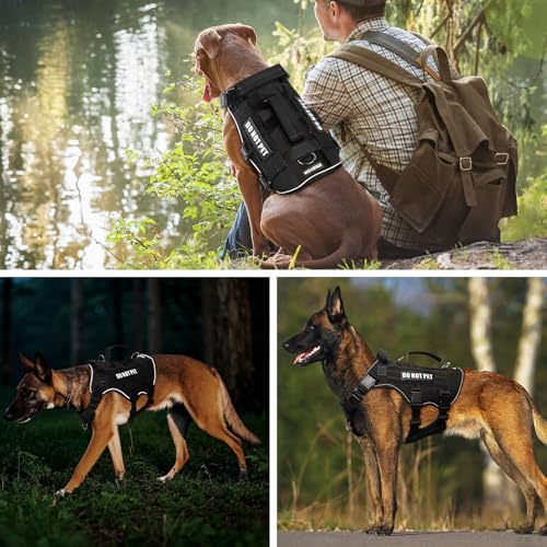 Tactical Molle Vest Mesh Dog Harness with 10 Removale Pet Patches (Small / Black)