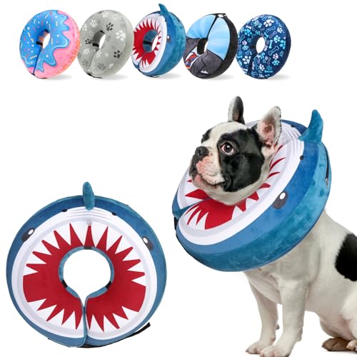 Dog Cone Alternative After Surgery for Small Medium Large Dogs (Blue Shark / M(Neck 13"-16"))