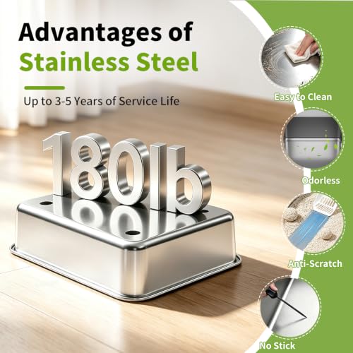 Enclosed Stainless Steel Litter Box (Grey)