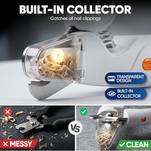 2-in-1 Dog & Cat Nail Clippers and Grinder with LED Light (White)